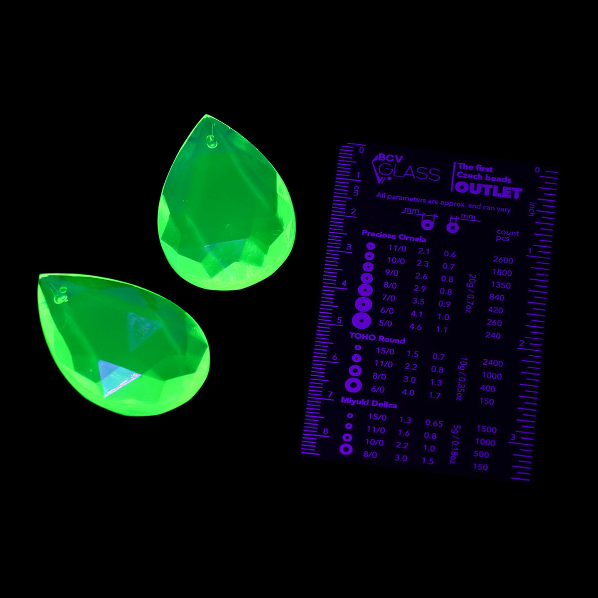 1 pc Uranium Chandelier Trimming Teardrop Pendant (approx. 50x33mm), Yellow, Hand Cut and Polished Glass, Czech Republic, OUTLET
