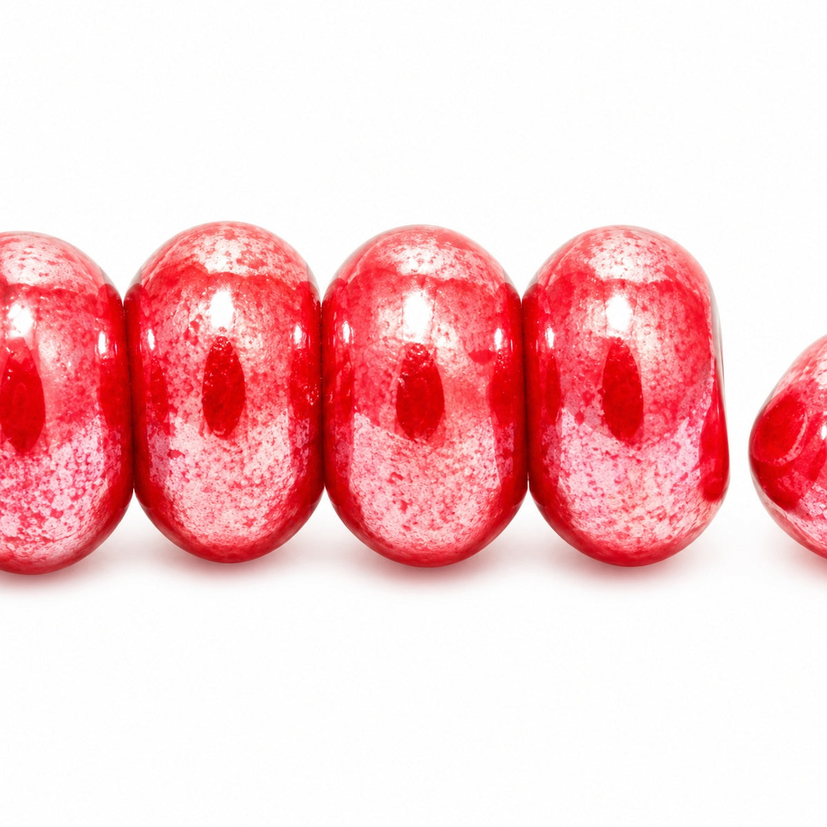 Large Hole Rondelle Pressed Beads, Opaque Red Hematite (93200-14400), Glass, Czech Republic