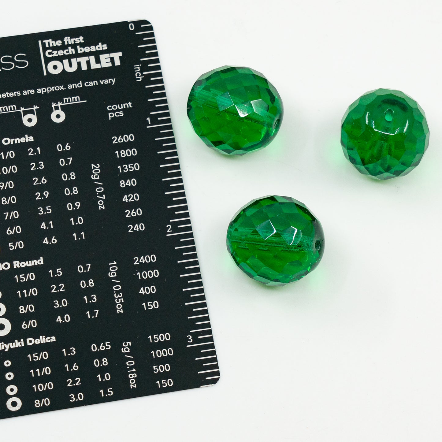 OUTLET 250g Faceted Round Fire Polished Beads, Transparent Green (50130), Glass, Czech Republic