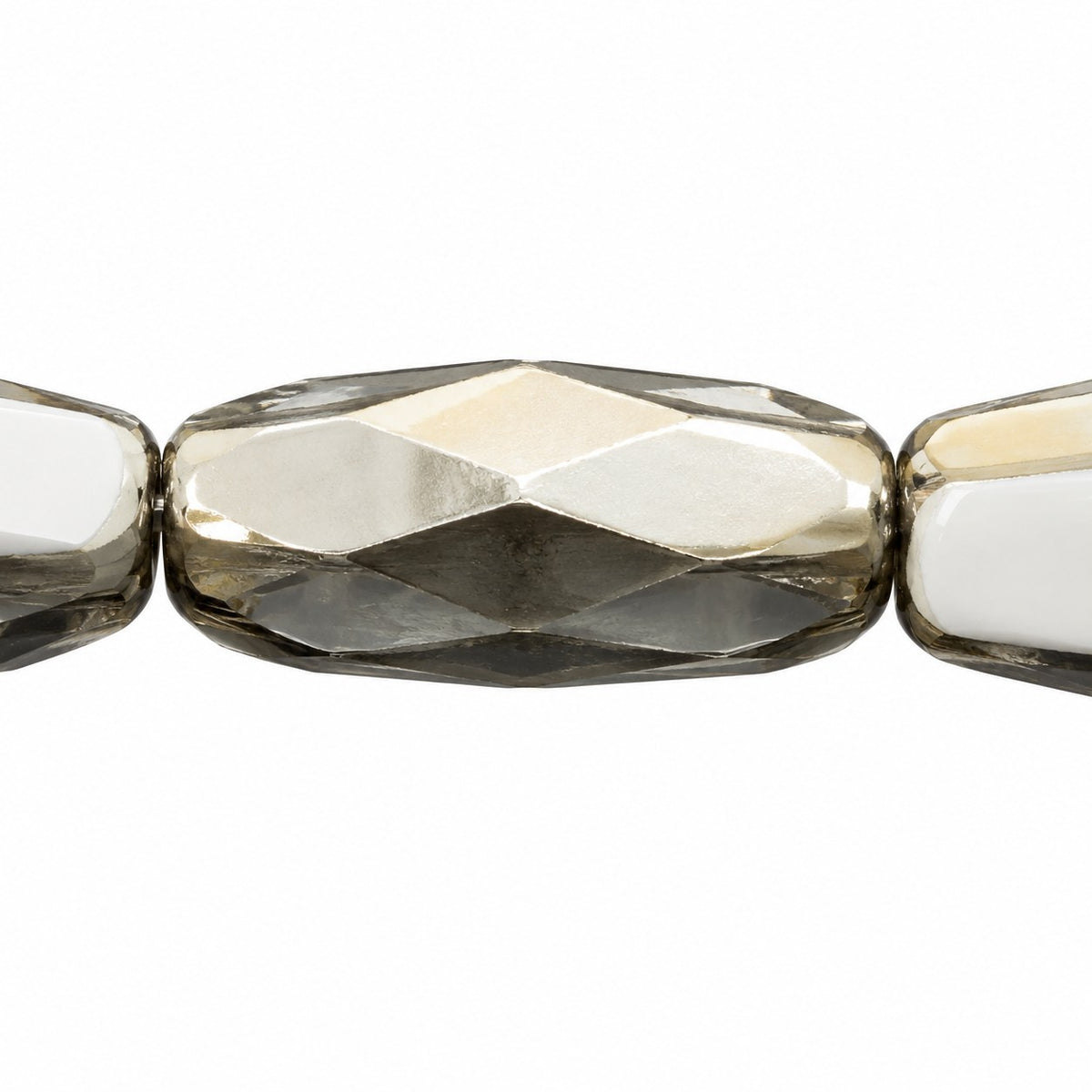 Fire Polished Faceted Oval Beads, Chalk White 27501 (03000-27501), Glass, Czech Republic