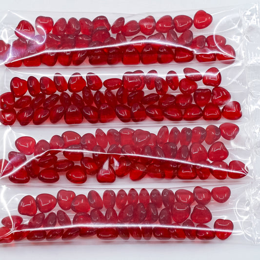OUTLET 10 grams Heart Beads, 6 x 6 mm, Ruby Red No Hole (90080-no-hole), Glass, Czech Republic