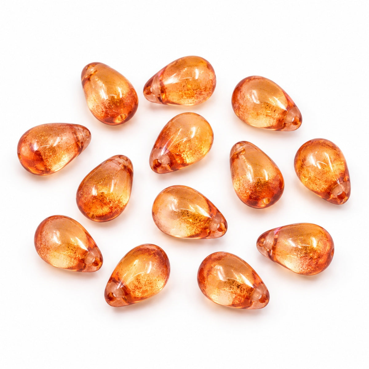 Drop Beads, Crystal Stain With Luster Red (00030-65491), Glass, Czech Republic