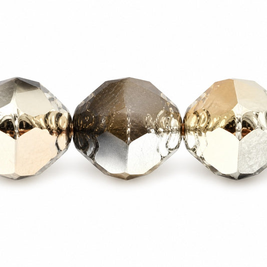 Wasp Special Cut Faceted Fire Polished Beads, X1111 Crystal Silver Half Coating (x1111-27001), Glass, Czech Republic