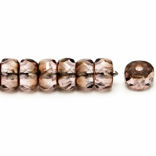 Faceted Special Cut Beads Rondelle, Transparent Light Amethyst Crystal Bronze Capri (20040-22601), Glass, Czech Republic