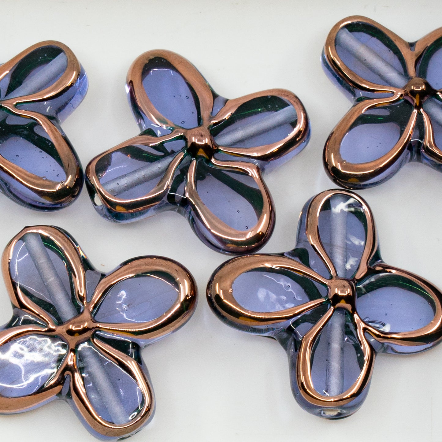 OUTLET 1 pc Handmade Lampwork Beads (flower), 25 x 25 mm, Transparent Light Amethyst B (20020-b), Glass, Czech Republic