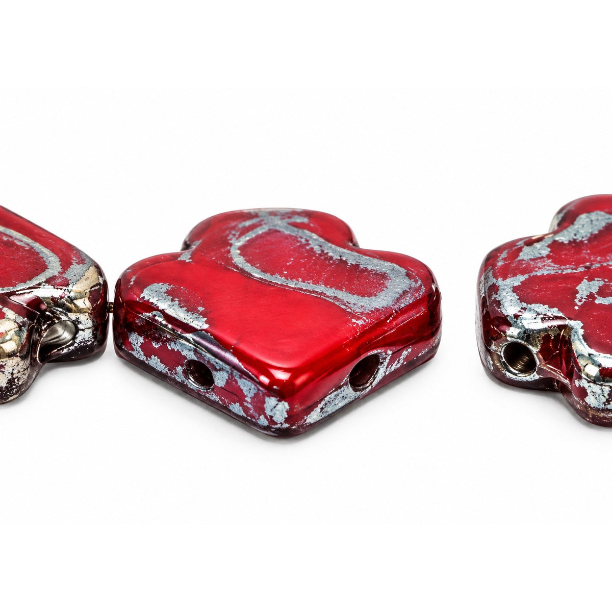 Arrow Beads - Hole From Side To Side, Red Picasso (93190-43400), Glass, Czech Republic