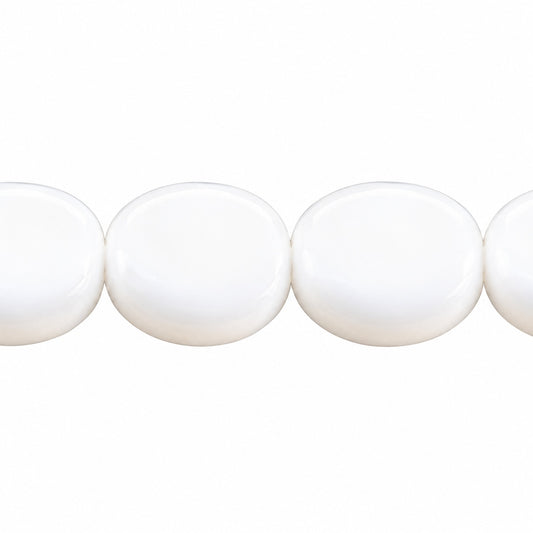 Oval Pressed Beads, White (02010), Glass, Czech Republic