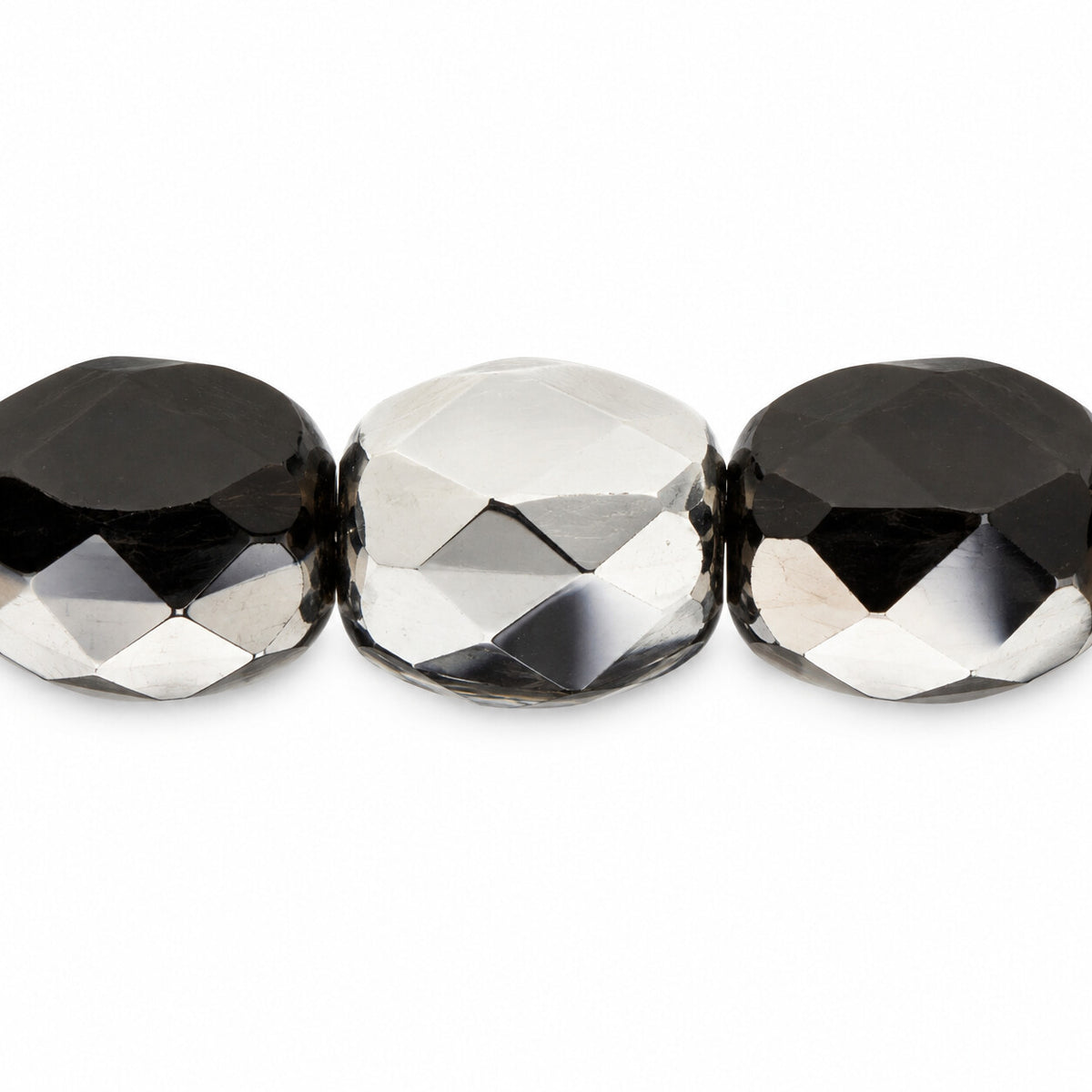 Faceted Special Cut Beads, Black Crystal Silver Half Coating (23980-27001), Glass, Czech Republic