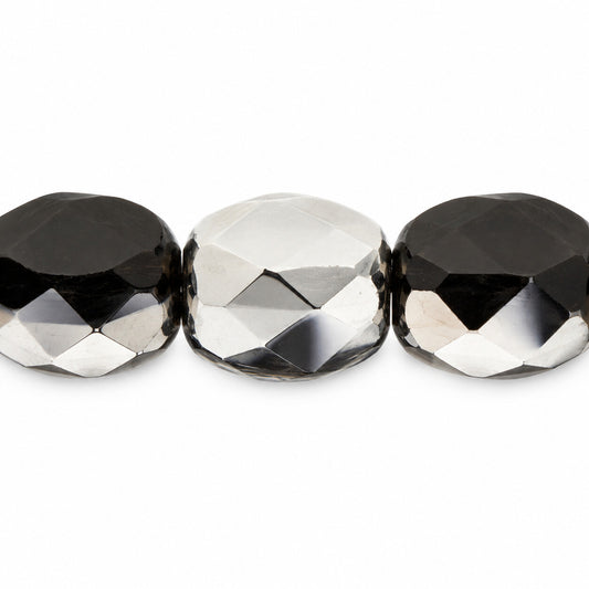 Faceted Special Cut Beads, Black Crystal Silver Half Coating (23980-27001), Glass, Czech Republic