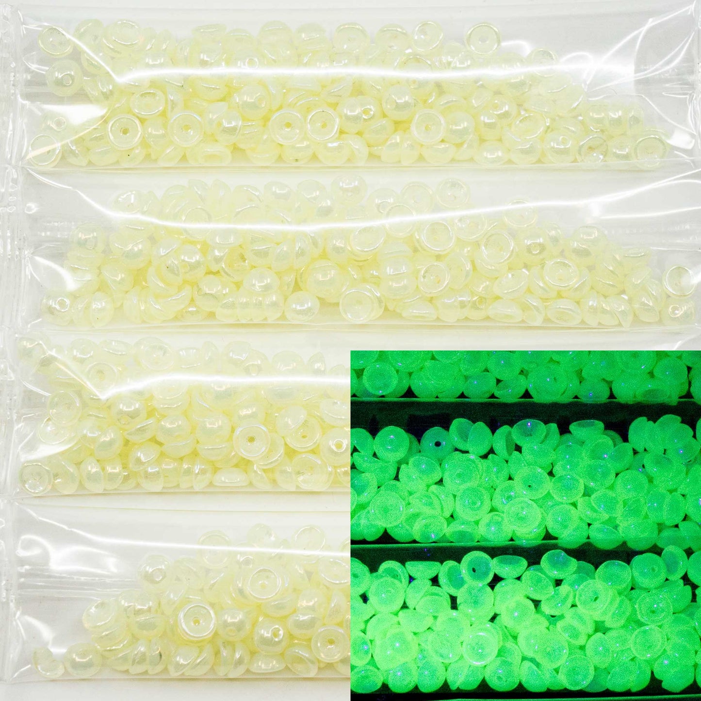 OUTLET 10 grams Round Cup Beads, 3 x 5 mm, Opal Yellow Ab (81000-28701), Glass, Czech Republic