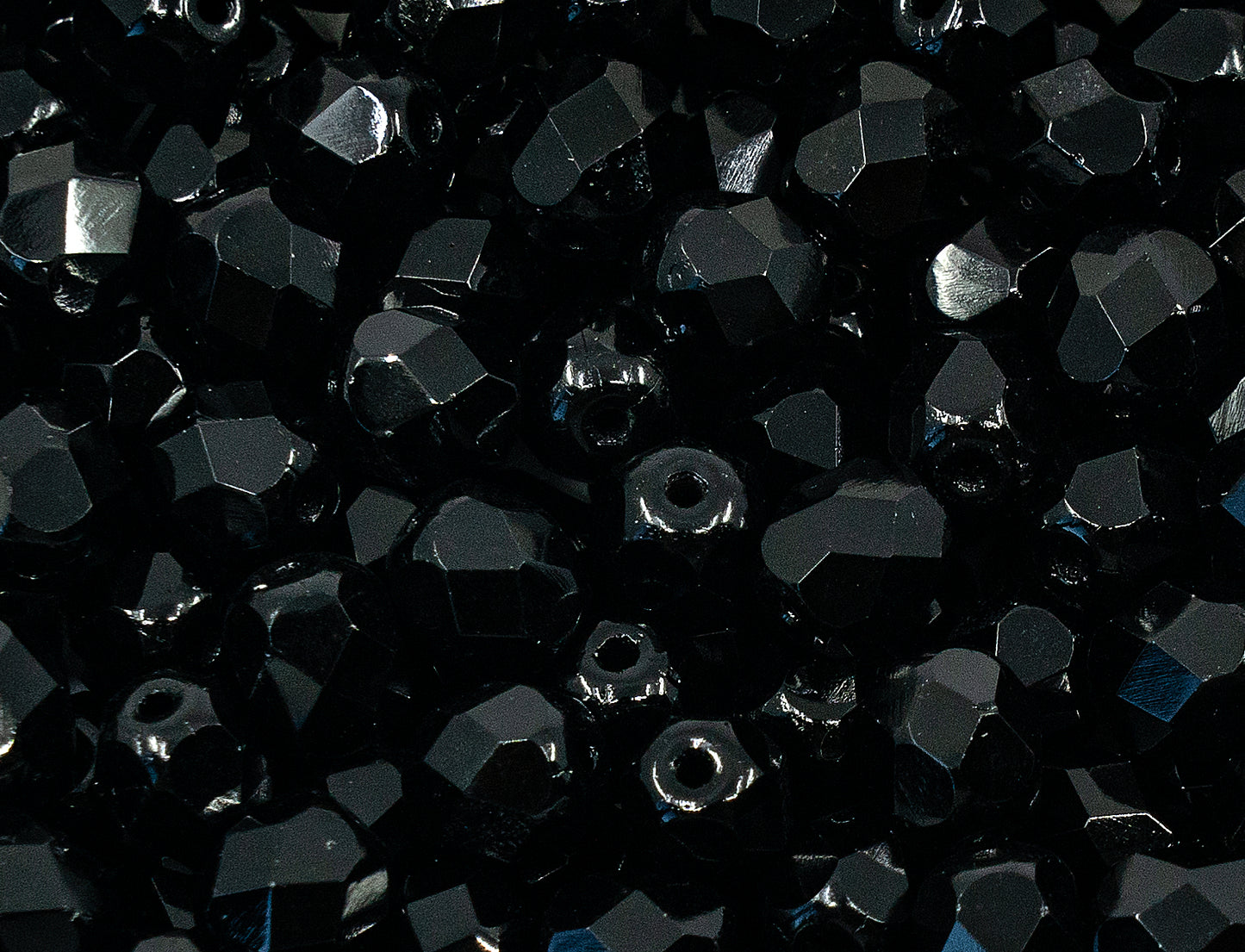 Faceted Fire Polished Pressed Czech Glass Beads, Jet Black 23980