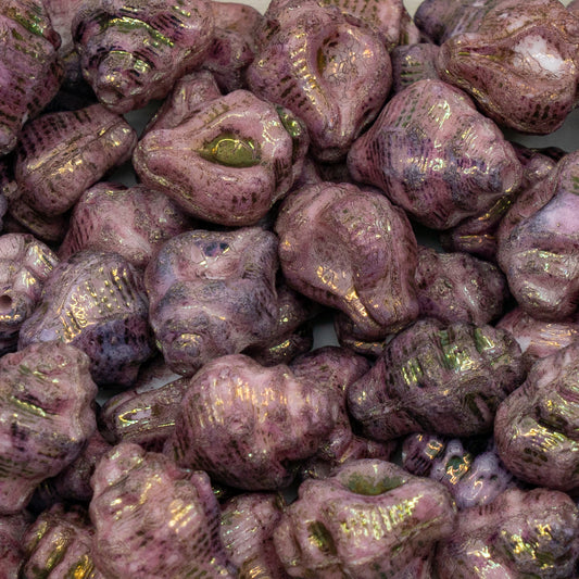 OUTLET 250g/50g Murex Shell Beads, 15 x 12 mm, White Luster Violet Full Coated (02010-14496), Glass, Czech Republic