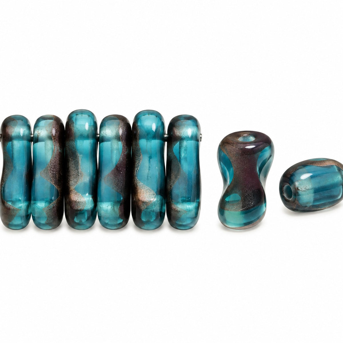 2-Hole Pressed Beads, Aqua Matte 22201 (60030-84110-22201), Glass, Czech Republic