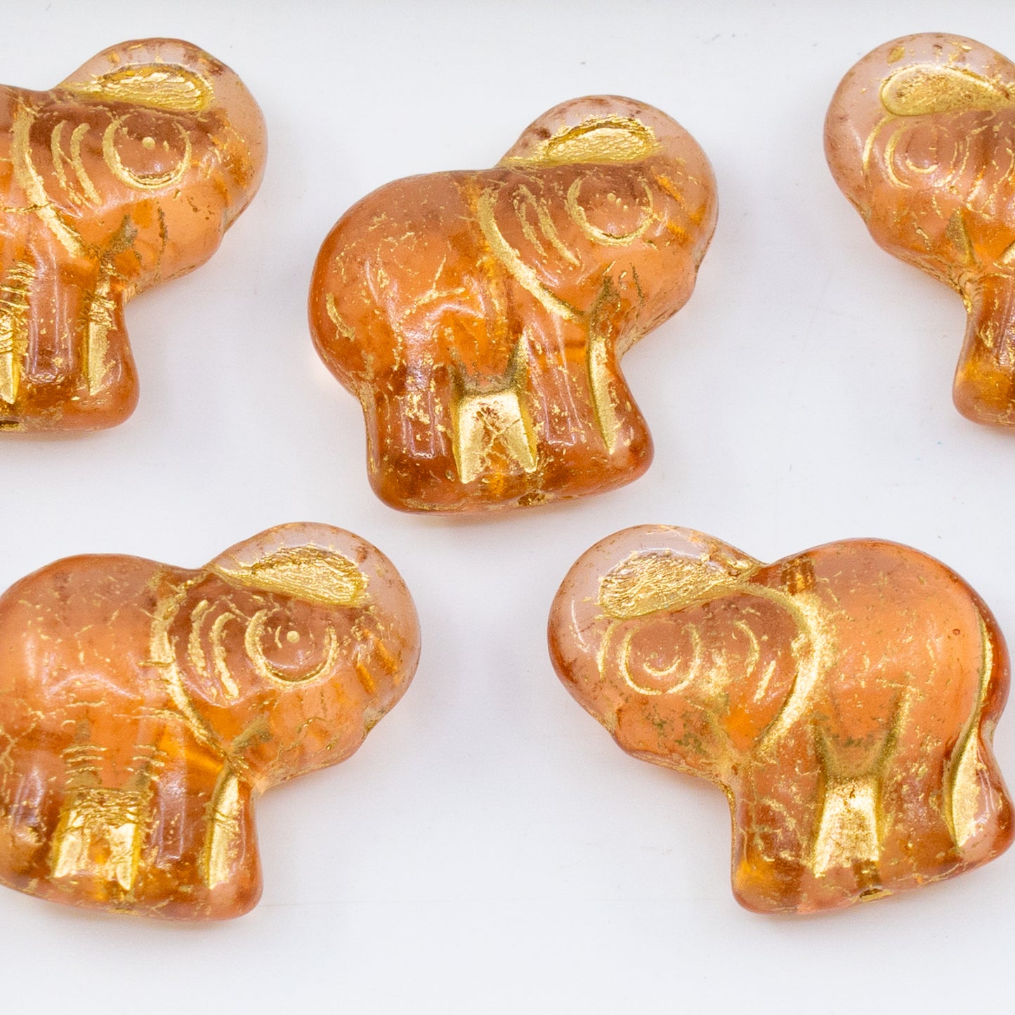 OUTLET 250g/50g Elephant Beads, 20 x 21 mm, Transparent Pink Gold Lined (70100-54302), Glass, Czech Republic