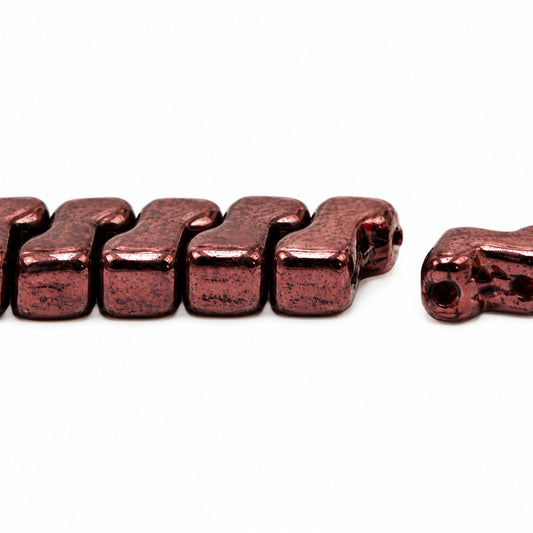 2-Hole Pressed Beads, Black Purple (23980-15726), Glass, Czech Republic