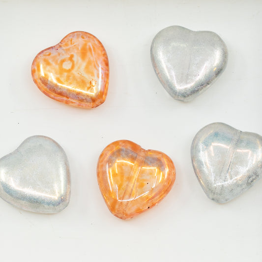 OUTLET 10克心形珠子，15 x 16毫米，水晶AB灰橙色（00030-28701-gray-orange），玻璃，捷克共和国