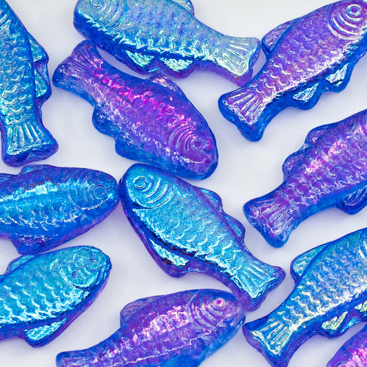 OUTLET 10 grams Big Fish Beads, 24 x 11 mm, Crystal Glossy Blue Violet (00030-48102), Glass, Czech Republic