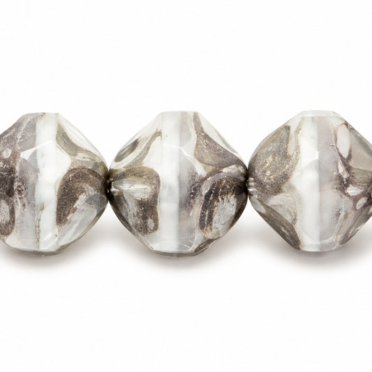 Special Cut Faceted Fire Polished Beads. Smashed, X3047 Platin (x3047-13702), Glass, Czech Republic