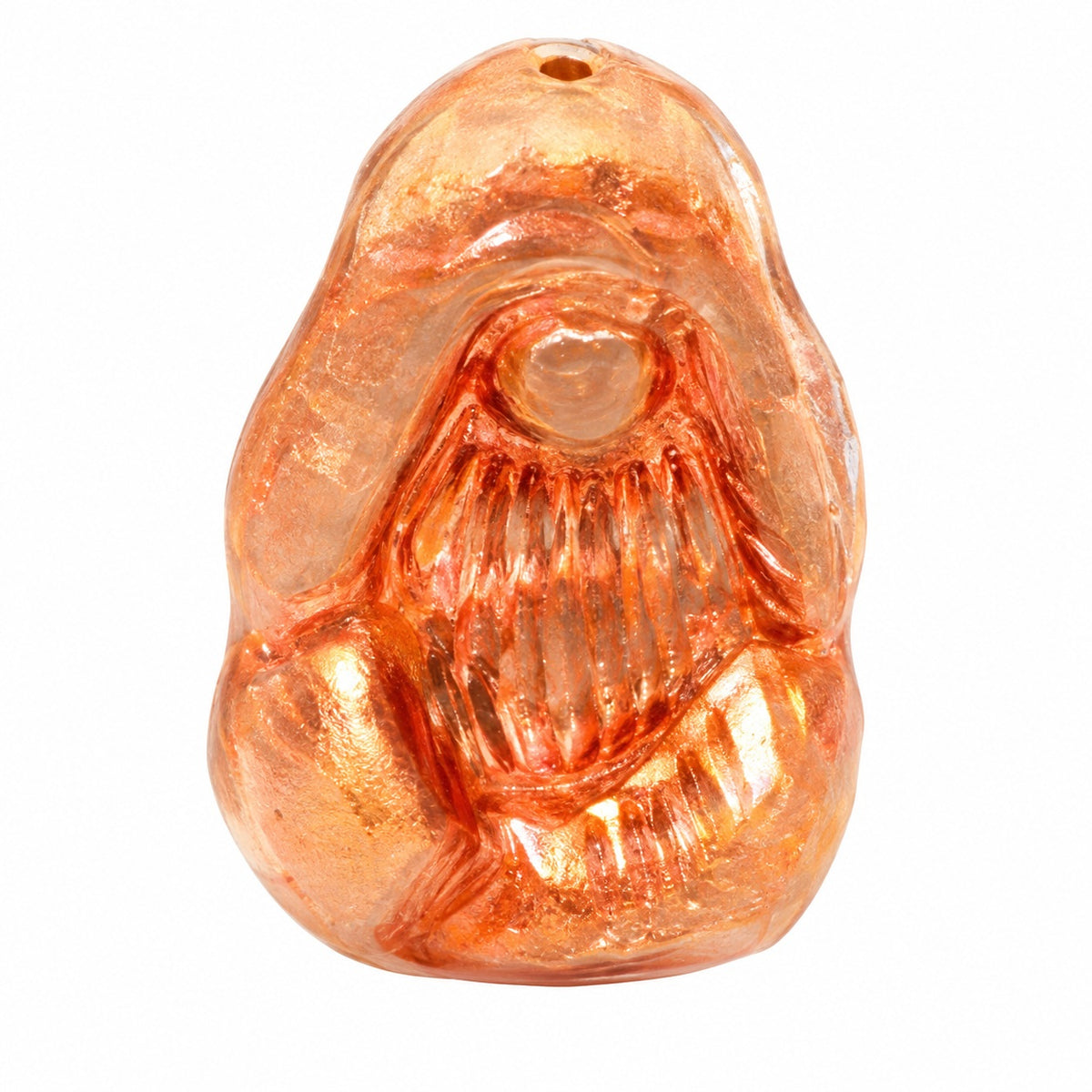 See No Evil Monkey Beads, Opaque Beige Copper Lined (13010-54307), Glass, Czech Republic
