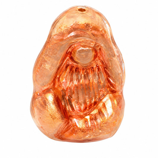 See No Evil Monkey Beads, Opaque Beige Copper Lined (13010-54307), Glass, Czech Republic