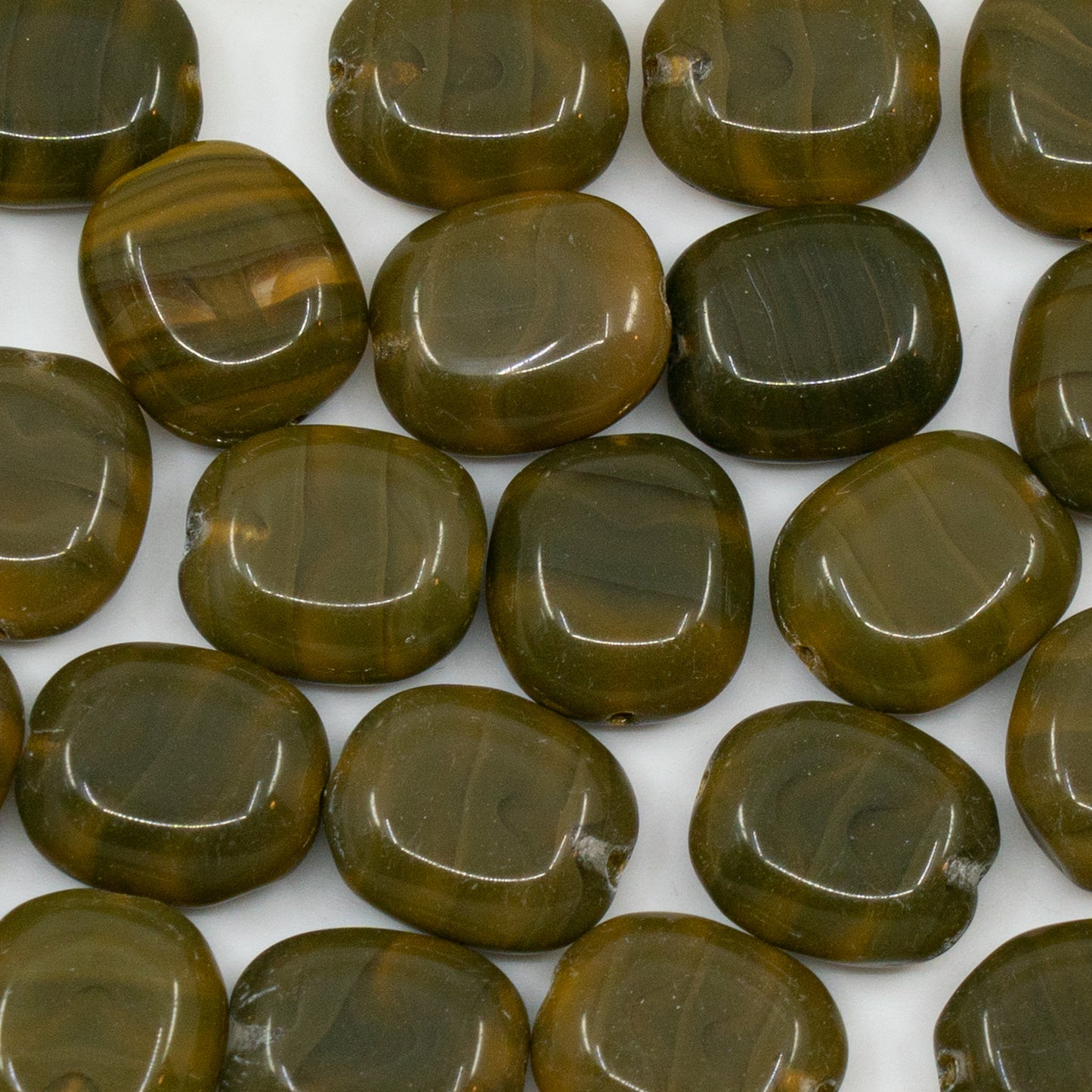OUTLET 50g Oval Pressed Glass Beads, 14 x 12 mm, Mix Brown Crystal (16617), Glass, Czech Republic