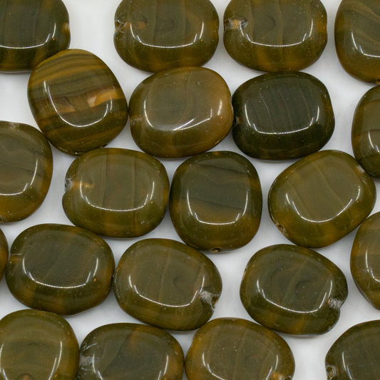 OUTLET 50g Oval Pressed Glass Beads, 14 x 12 mm, Mix Brown Crystal (16617), Glass, Czech Republic