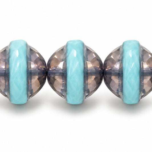 Faceted Special Cut Beads Ufo, Blue Luster Violet Full Coated (63020-14496), Glass, Czech Republic