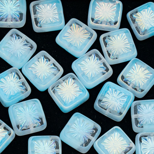 OUTLET 50g Table Cut Square Kiwi Beads, 10 x 10 mm, 66017 Matte Ab Full (2X Side) (66017-84100-28703), Glass, Czech Republic