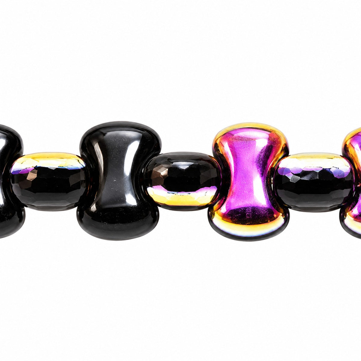 Shaped Pressed Beads, Black Sliperit (23980-29501), Glass, Czech Republic