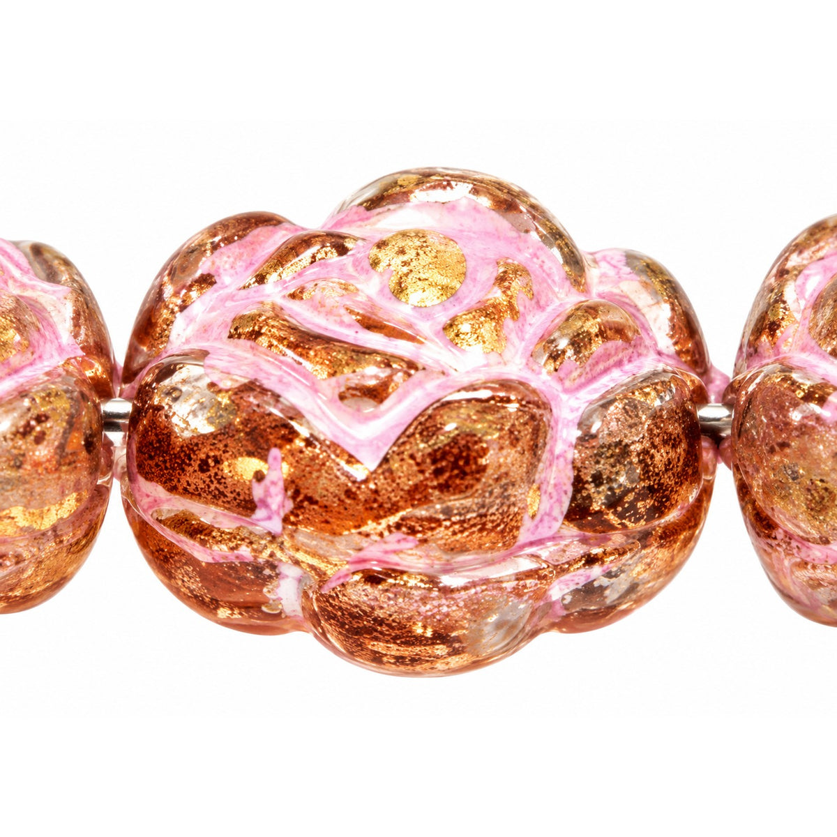 Flat Rose Flower Beads, Crystal Stain Strong Pink Lined (00030-86805-54321), Glass, Czech Republic