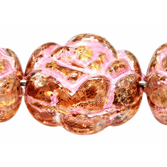 Flat Rose Flower Beads, Crystal Stain Strong Pink Lined (00030-86805-54321), Glass, Czech Republic