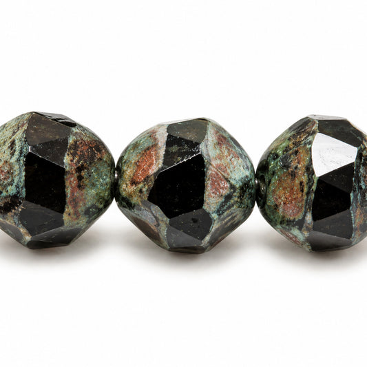 Special Cut Faceted Fire Polished Beads. Smashed, X3025 Stain Strong (x3025-86805), Glass, Czech Republic