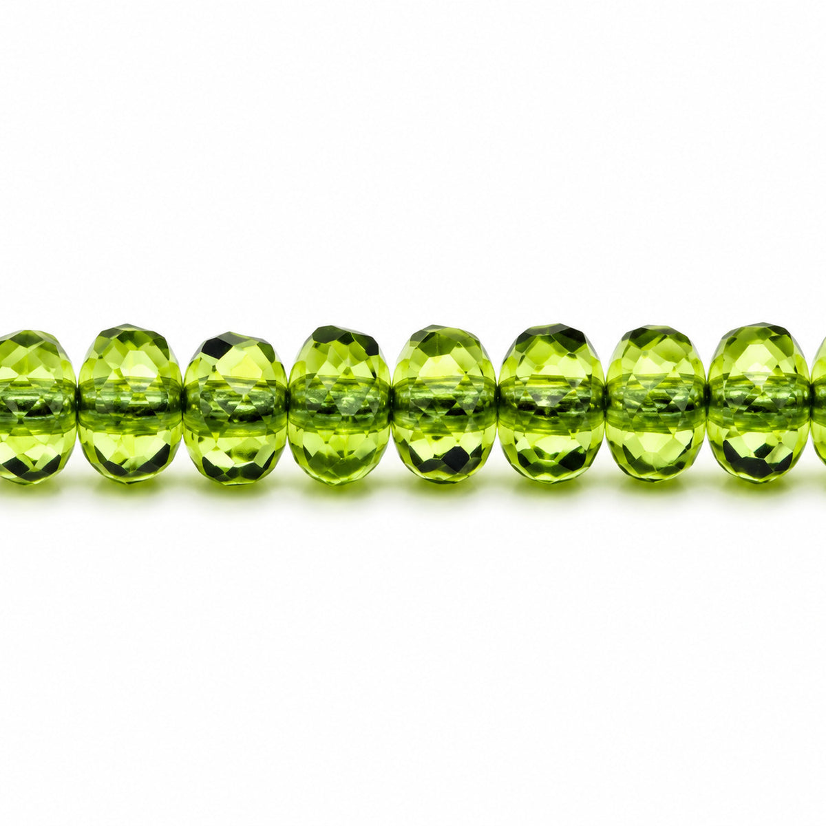 Special Cut Faceted Fire Polished Beads, Transparent Green (50230), Glass, Czech Republic
