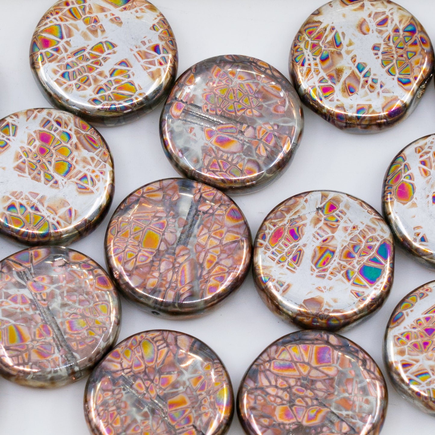 OUTLET 250g/50g Coin Beads, 17 x 17 mm, Batika Mixed Colors 202 (BATIKA-MIX-202), Glass, Czech Republic