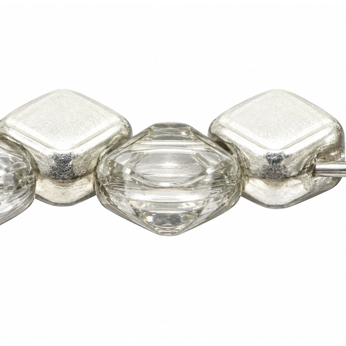 Silkt 2-Hole Beads, Crystal Crystal Silver Half Coating (00030-27001), Glass, Czech Republic