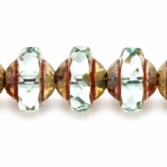 Faceted Special Cut Beads Ufo, Transparent Aqua Platin (60010-13702), Glass, Czech Republic
