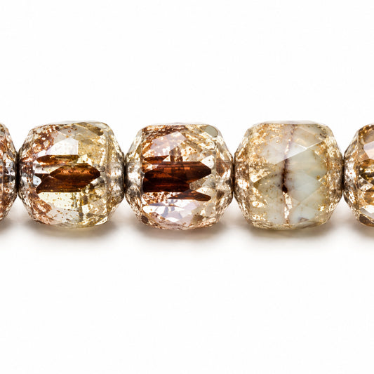 Cathedral Faceted Fire Polished Beads, X1008 Antique Silver Patina (x1008-81002), Glass, Czech Republic