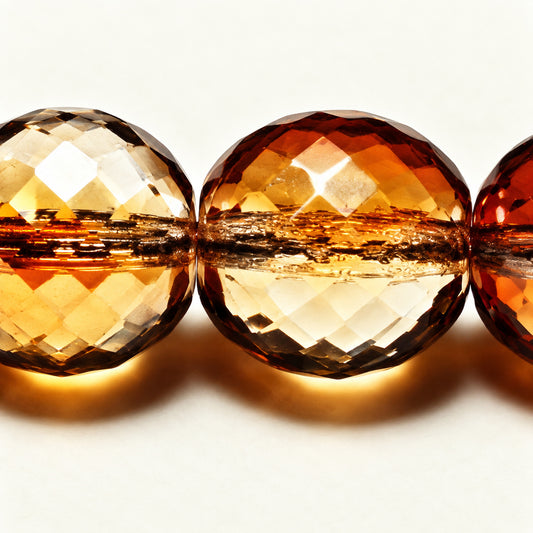 Faceted Round Fire Polish Beads - Small Cut, Crystal 22501 (00030-22501), Glass, Czech Republic