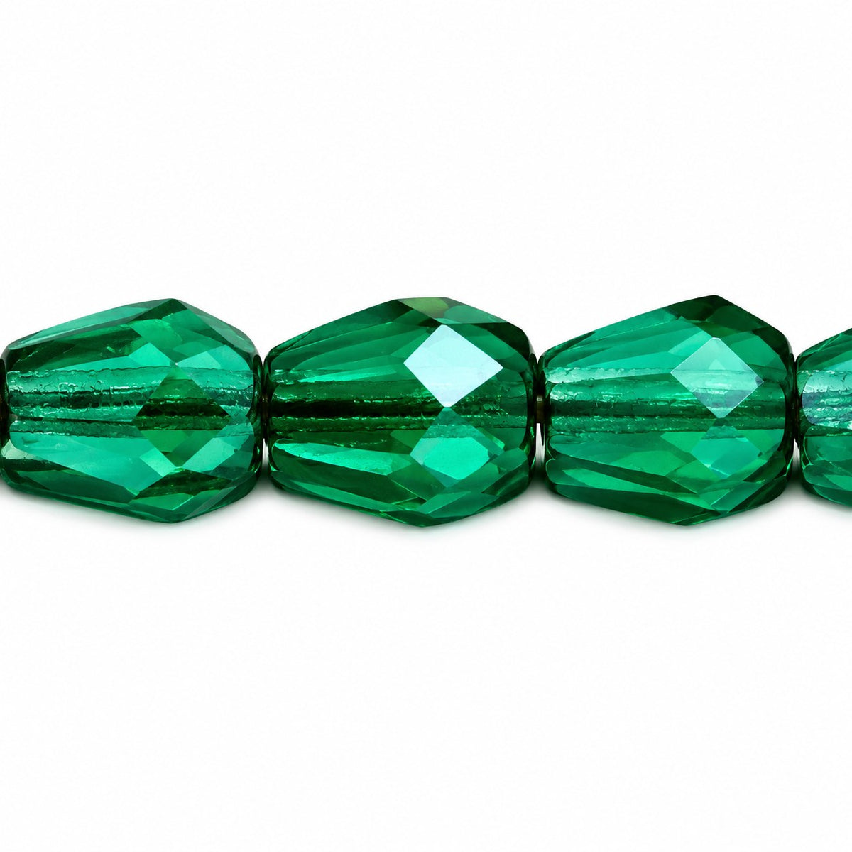 Faceted Fire Polished Beads Special Cut, Transparent Green Emerald Matte Hematite (50720-84110-14400), Glass, Czech Republic