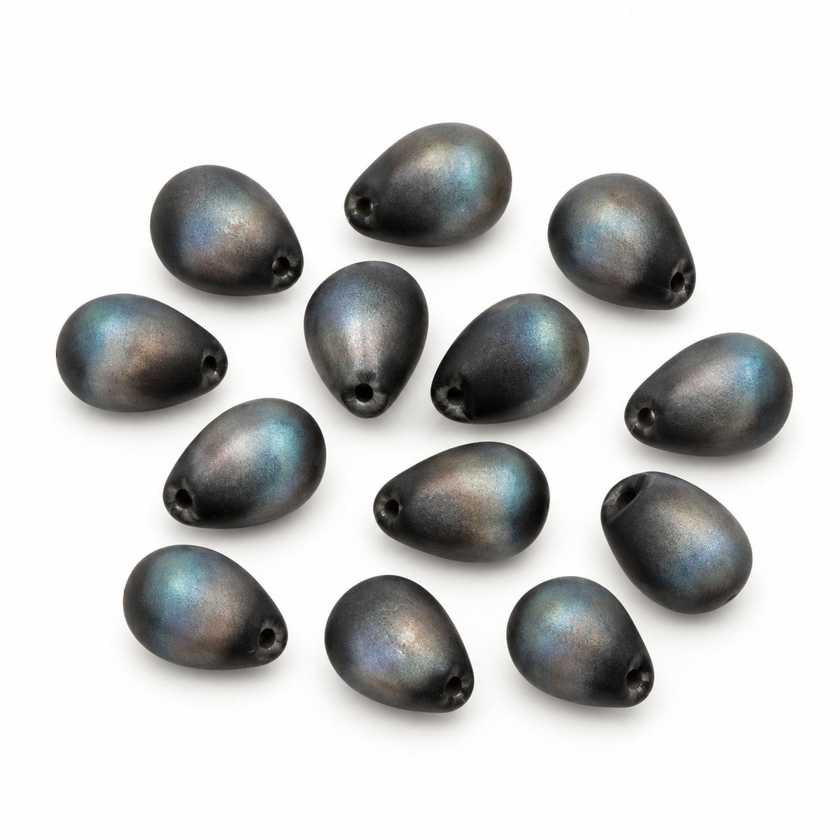 Drop Beads, Black Matte 22501 (23980-84110-22501), Glass, Czech Republic