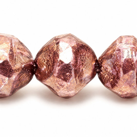 Special Cut Faceted Fire Polished Beads. Smashed, X3158 Stain Strong 22201 (x3158-86805-22201), Glass, Czech Republic