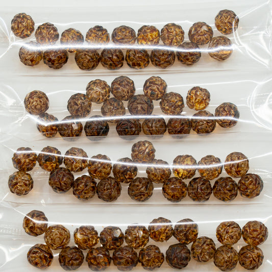 OUTLET 10 grams Cathedral Faceted Fire Polished Beads, 7 x 8 mm, Crystal Travertin (00030-86800), Glass, Czech Republic