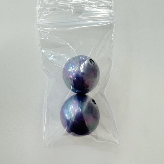 OUTLET 10 grams Round Druck Beads, White Nebula (02010-15001), Glass, Czech Republic