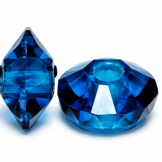 Rivoli Large Hole Faceted Special Cut Beads, Transparent Aqua (60080), Glass, Czech Republic