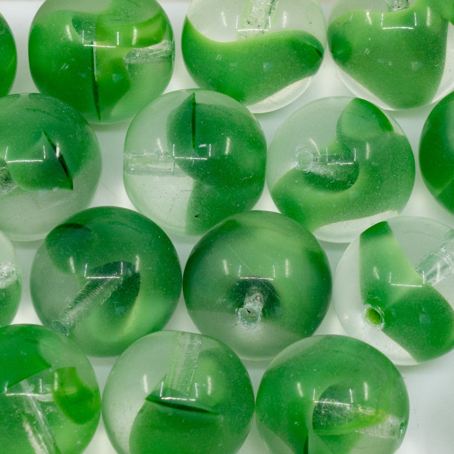 OUTLET 250g/50g Round Druck Beads, 16 x 16 mm, Crystal Light Green (56108), Glass, Czech Republic
