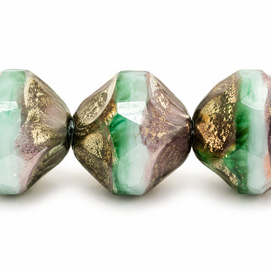 Special Cut Faceted Fire Polished Beads. Smashed, T1026 Bronze (t1026-14415), Glass, Czech Republic