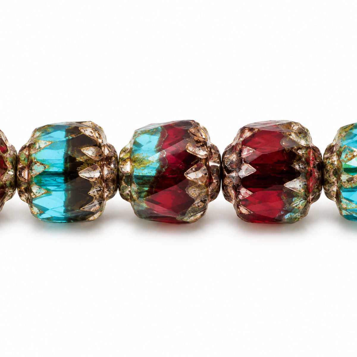 Cathedral Faceted Fire Polished Beads, X3197 Picasso (x3197-43400), Glass, Czech Republic