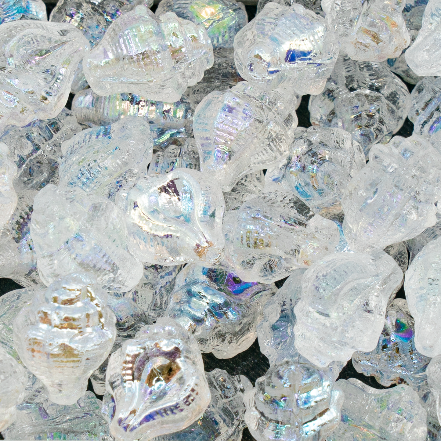 OUTLET 250克 骨螺贝壳珠，15 x 12毫米，水晶AB（00030-28701），玻璃，捷克共和国