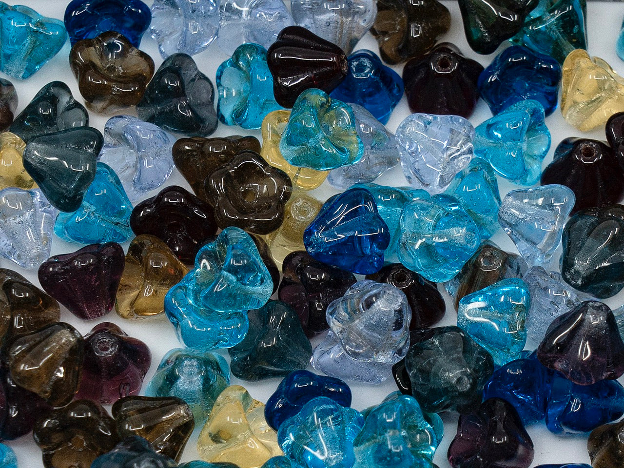 OUTLET bell flower mix 2,  mm, Glass, Czech Republic