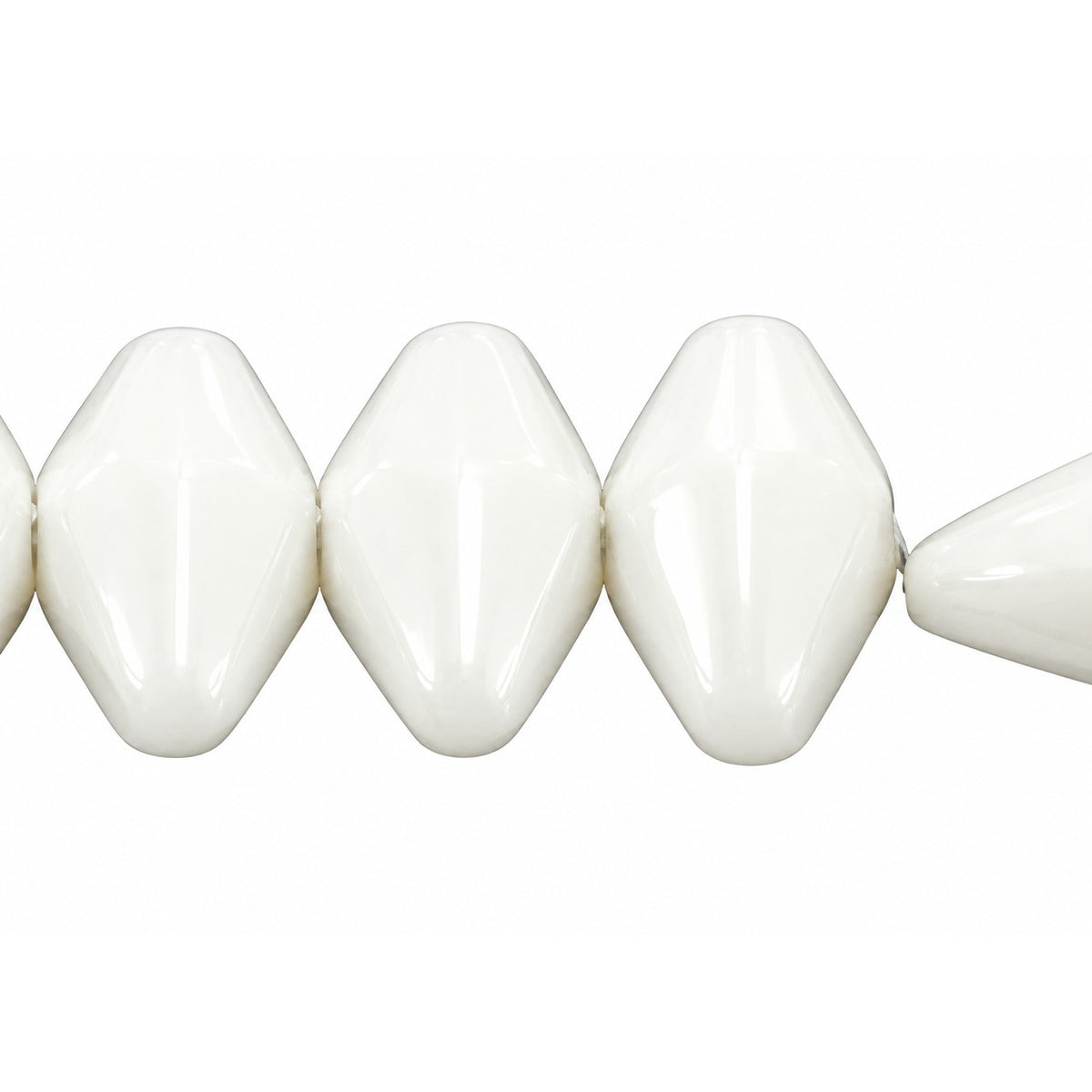 Oval Olive Beads, White (2010), Glass, Czech Republic